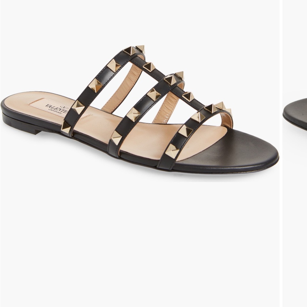 Valentino Black Studded Sandals with Strappy Design